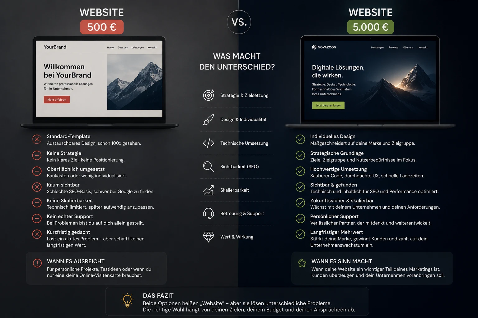 Was eine Website für 5.000 € von einer für 500 € unterscheidet